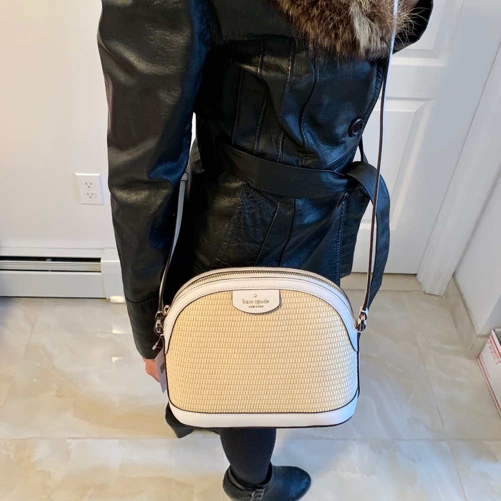 Kate Spade Sylvia Straw Xlarge Dome Crossbody Bag